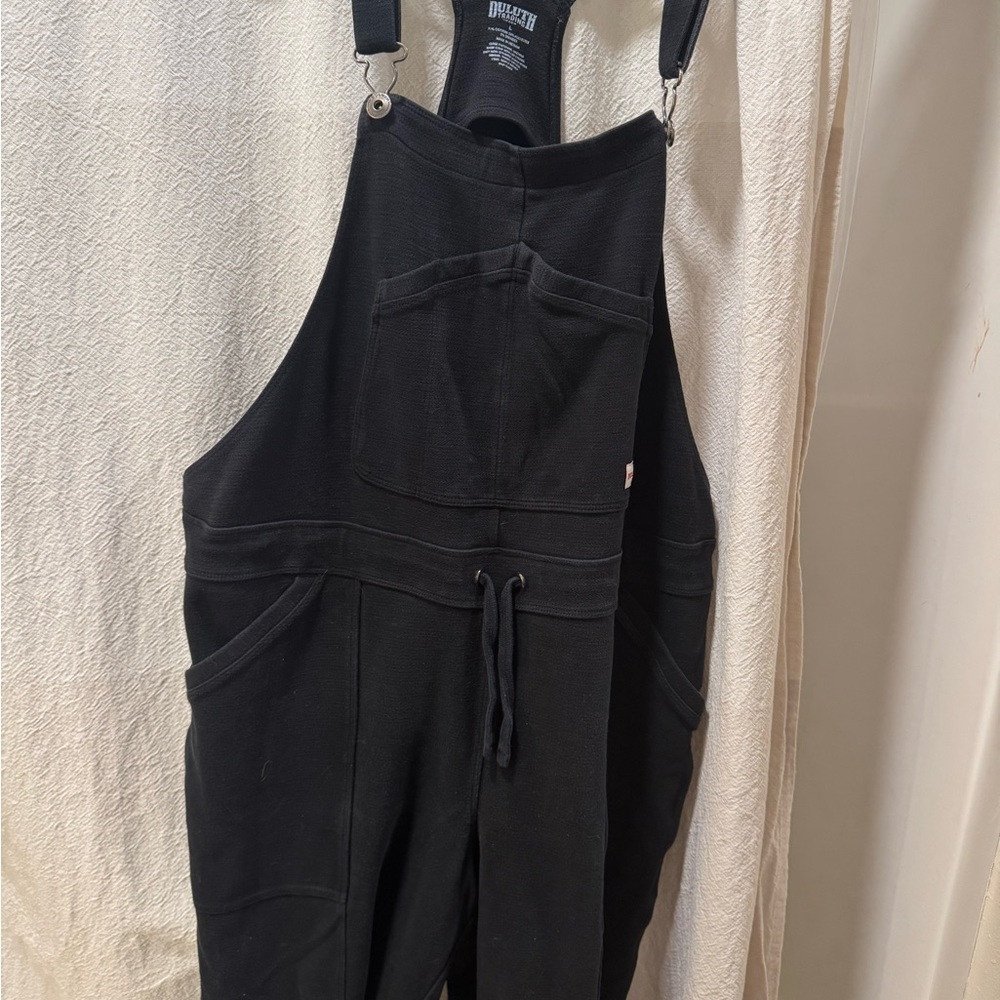Duluth Trading Co Black Cotton Blend Overalls with Branded Bib